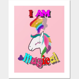 unicorn 4th birthday: I am 4 and magical Posters and Art